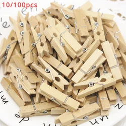 Mini 25mm Natural Wood Clip Clothes Organizer Photo Clip Clothespin Clothespin Wedding Party Wooden Clip  Pendant 10/100 Pcs