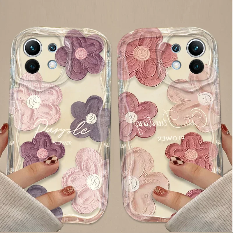 Oil Painting Flower Case For Xiaomi 14T 13T 12T 13 12 11 11i Lite 5G 10T POCO X5 X6 Pro X3 NFC X4 GT F3 F4 F5 F6 M6 M5S C65 Etui