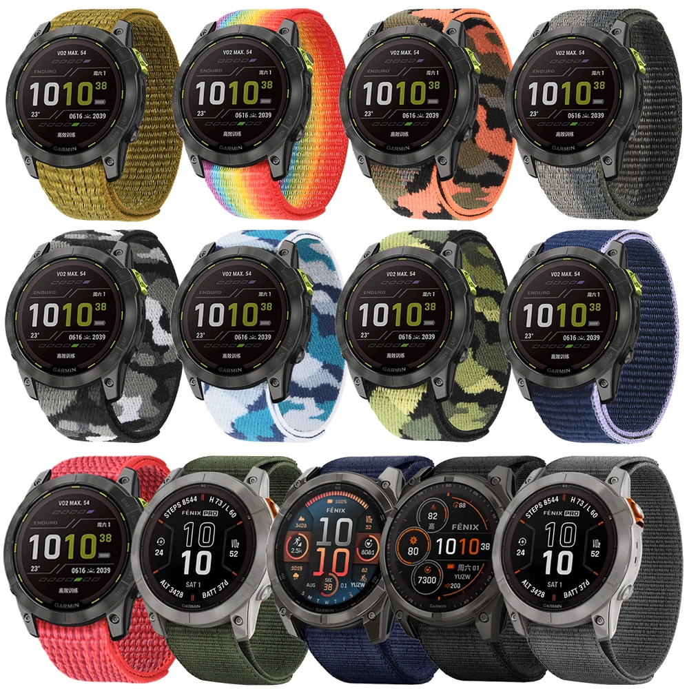 1-2PCS 22/26mm QuickFit Nylon Loop Strap For Garmin Tactix 8 7 AMOLED Band For Garmin Fenix 8 8Pro E 7 7X 6 5 Braided Watchbands