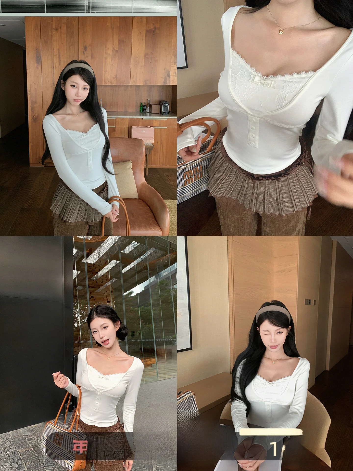 

Pinksoya Gentle Knot Lace Long Sve Women's T-irt Casual Sle Inner Wear Base irt Top Breathable Skin-f...