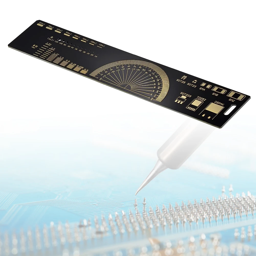 15cm 20cm 25cm PCB Ruler Printed Circuit Board Ruler 180 Degrees Resistor Capacitor Chip IC SMD Diode Transistor