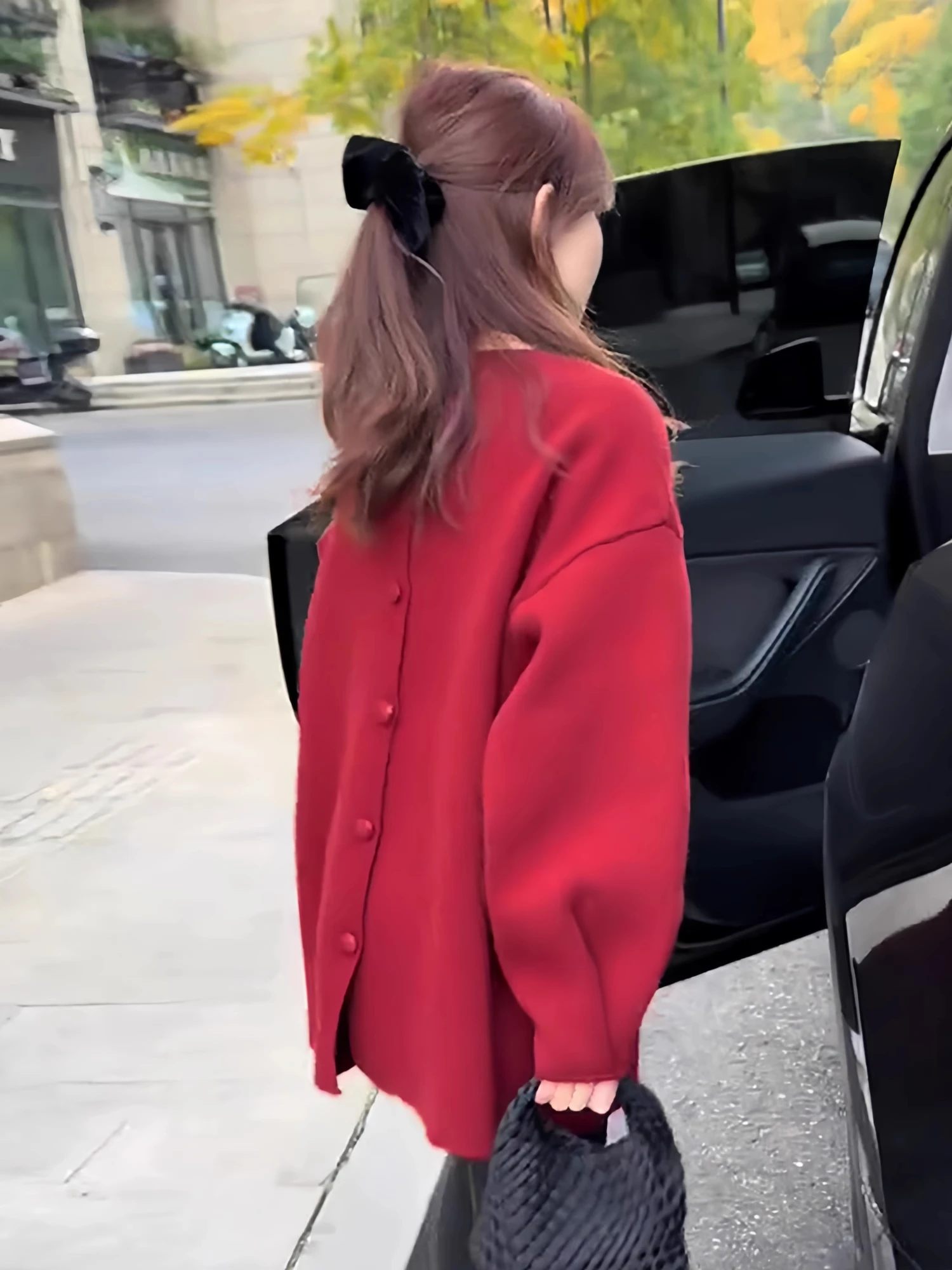 Suéter Rojo de Punto para Mujer, Capa Base, Estilo Casual, Invierno, Año Nuevo, Moderno, Cálido, ueso, Manga Larga, Cuello ...