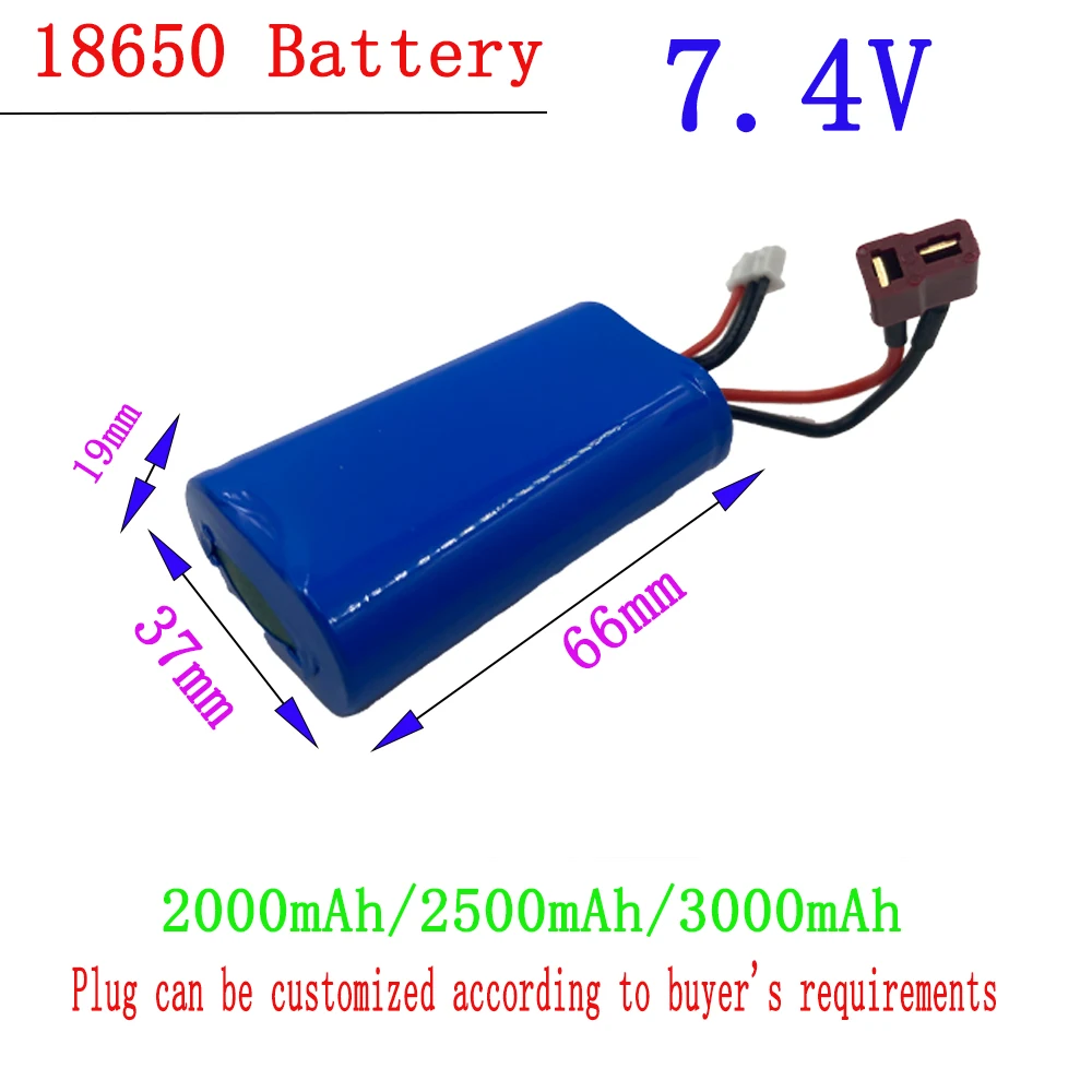 Imagem -02 - Batery para rc Brinquedo Carro Barcos Caminhões Peças t Jst sm Plug para Wltoys 144001 12428 rc Carro 7.4v 2000mah 2500mah 3000mah 18650li-ion