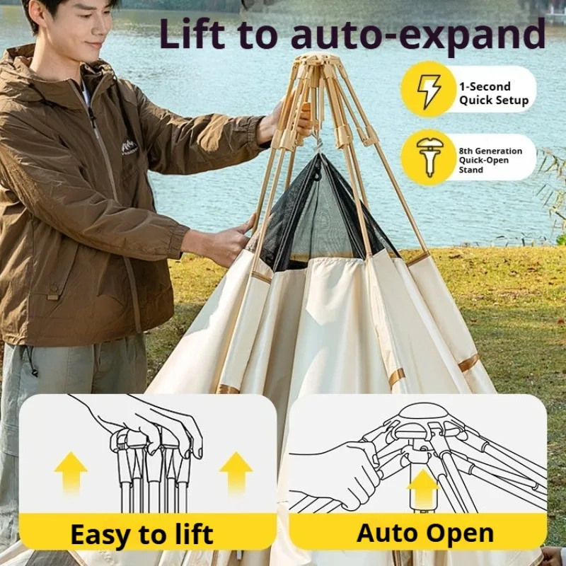 Oxford Cloth Family Tent Full Light-Blocking Waterproof Sunproof Thickened Tent Outdoor Picnic Road Trip Camping Supplies