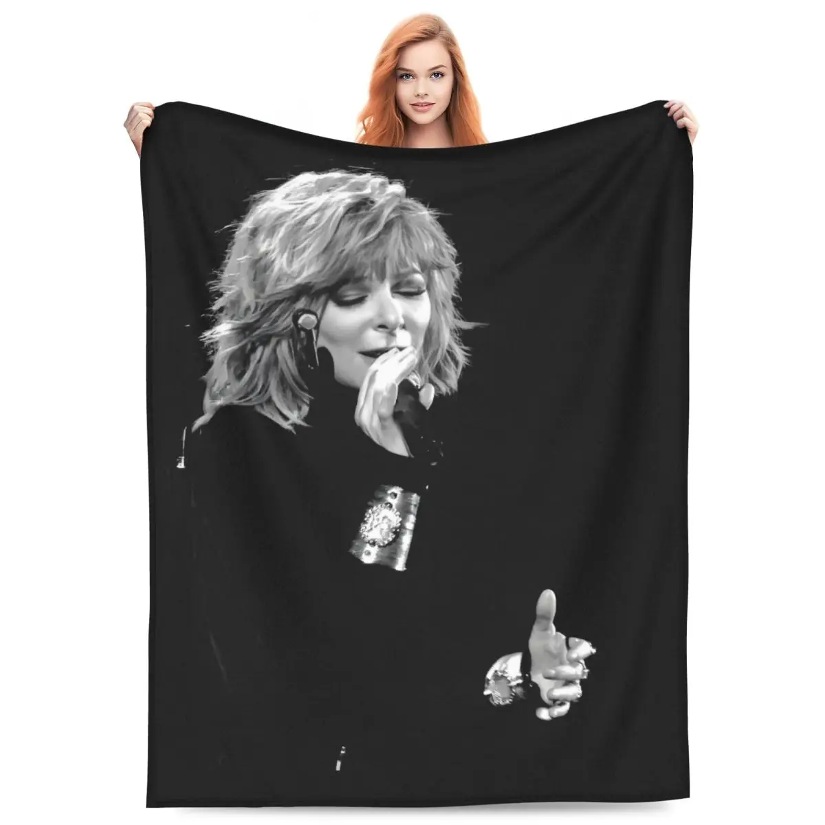 Custom Mylene Farmer Blankets Warm Flannel French Singer Throw Blanket for Sofa Bedroom Bedding