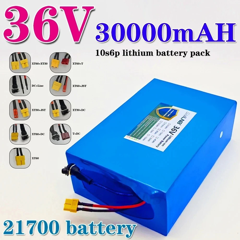 

Литий-ионный аккумулятор 36 В, 30000 мАч 21700 с аккумулятором BMS 10S6P. Подходит для велосипедов, инвалидных колясок, уличных мотоциклов.