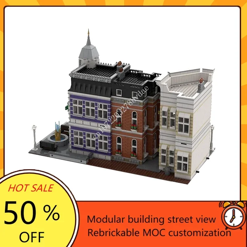 8000+PCS Customized MOC Modular  Luxury Courtyard Villa Street View Model Building Blocks Technology Bricks Assembly Toy Gift