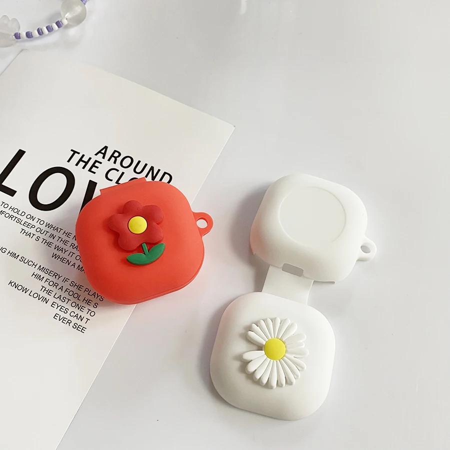 Funda de silicona con diseño de margaritas y flores para SHOKZ OPENFIT, cubierta bonita para auriculares con llavero
