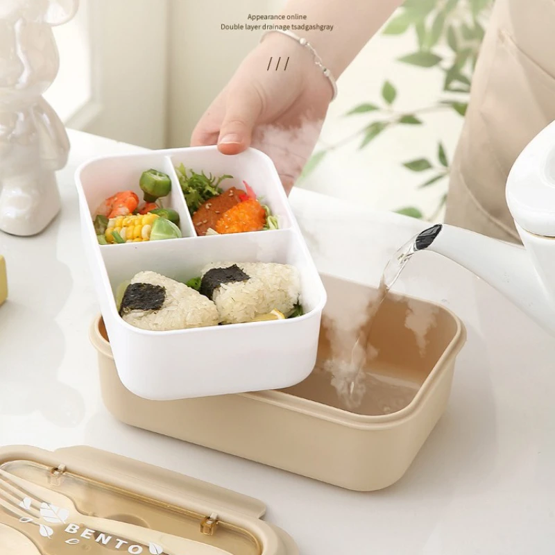 JUSTINLAU Lunch Box Portable for Children School Bento Box Compartment Sealed Food Container with Tableware Microwavable Heating view 4