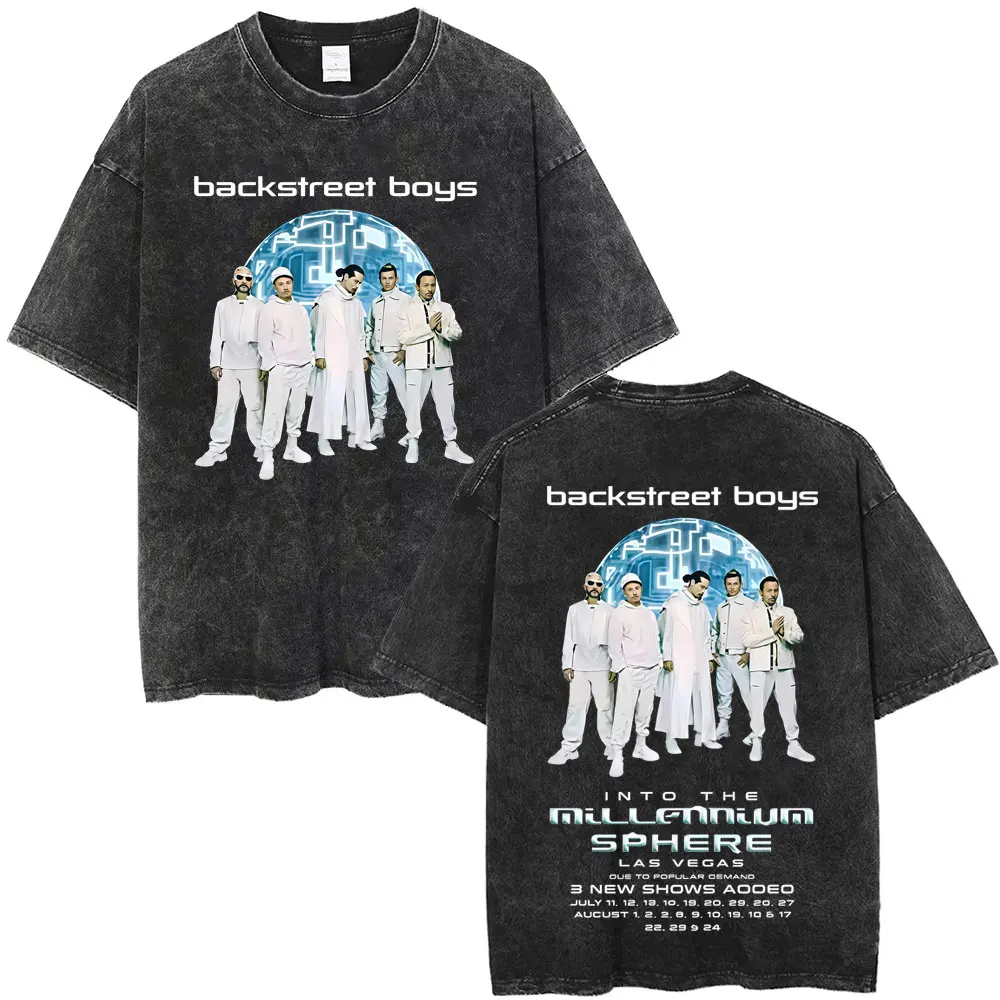 

Washed Vintage Backstreet Boys Into The Millennium Tour 2025 T-shirt Men Women Hip Hop Fashion Oversized T Shirt Male Streetwear