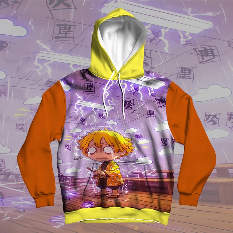 

Demon Slayer 2025 Новая толстовка с капюшоном в стиле аниме, модный осенне-зимний пуловер с 3D принтом, повседневный уличный трендовый топ