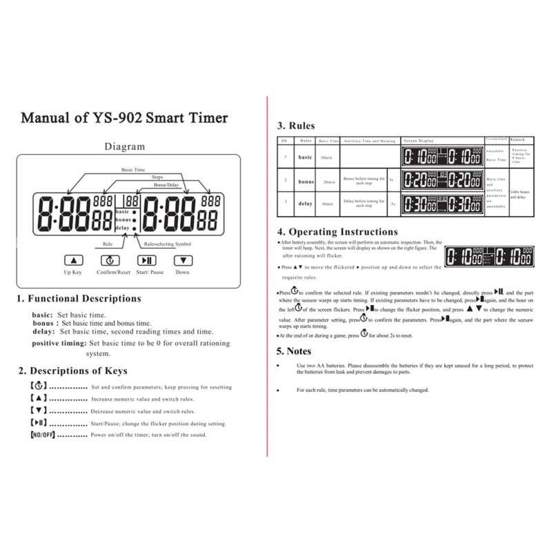 Professional Chess Clock Count Up Down Timer Board Game Stopwatch Compact Digital Watch Competition Hour Meter