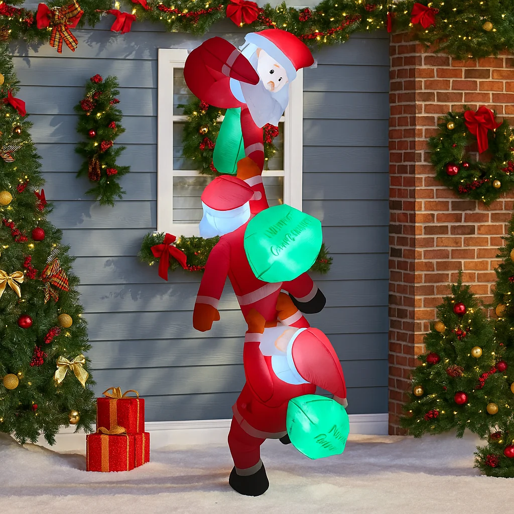 7.8피트 크리스마스 장식품 LED 장식이 있는 풍선 산타클로스 등반 장난감 가정 마당 장식 크리스마스 용품 야외 장식품