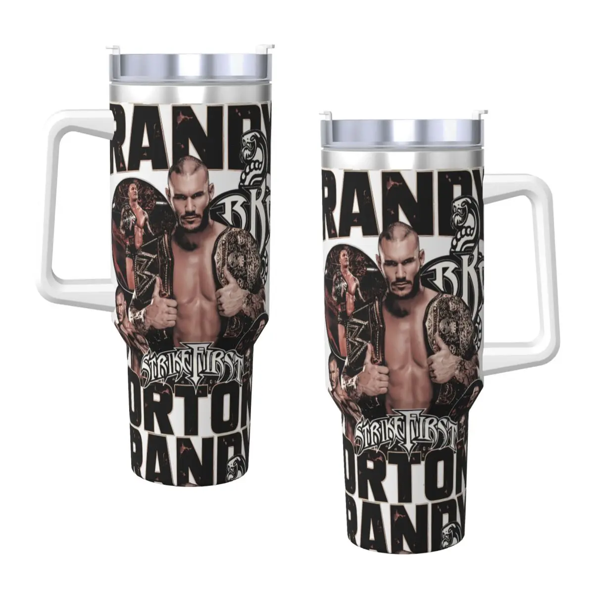 بهلوان من الفولاذ المقاوم للصدأ راندي أورتون سترايك أول كوب حراري مانع للتسرب كوب أكواب بارد وساخن زجاجة مياه جرافيك للتخييم #1