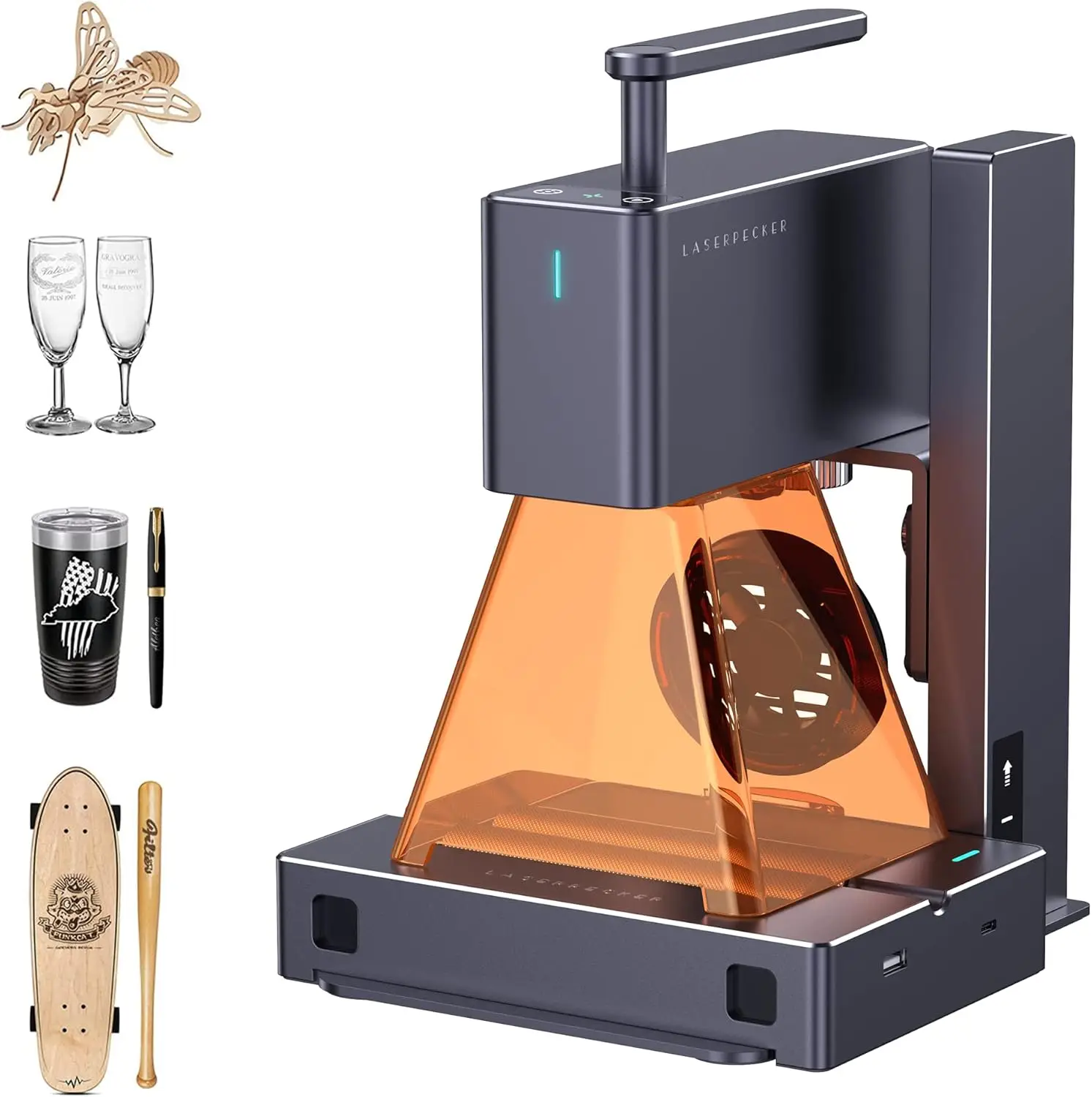 

2 Laser Engraver with Roller Handheld High Precision High Speed Laser Engraving Machine for Wood Metal Leather Acylic Craft