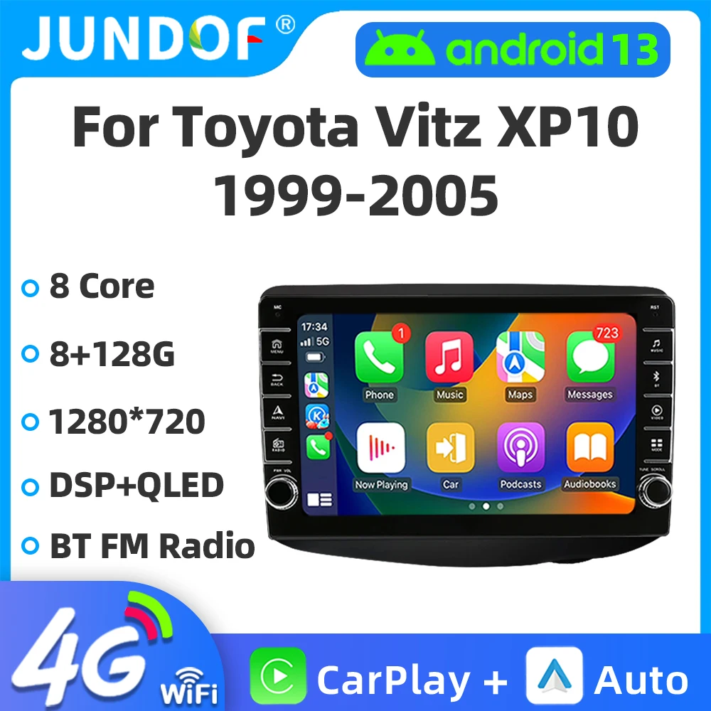 Android Car Radio for Toyota Vitz XP10 Yaris Platz Echo 1999-2005 Multimedia Video Player Navigation GPS 4G Stereo Carplay 2din