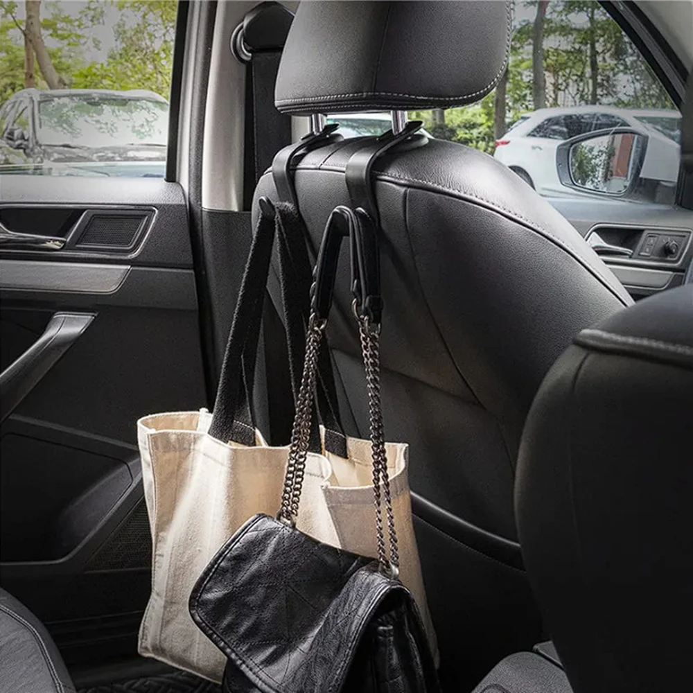1pcs Car Rear Seat Double Head Storage Hook Auto Seat Headrest Hanger Handbag Phone Holder Organizer Hook Clip Decor Car Gadget