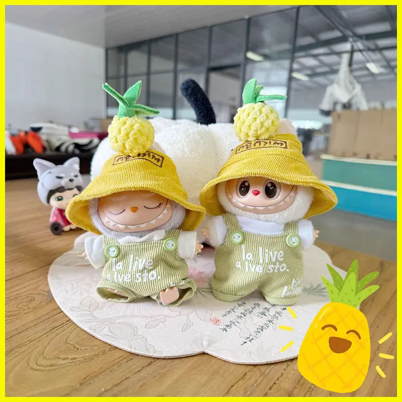 

For Labubu Pendant Clothes Spring/Summer New Pineapple Baby Set Fresh Green Strap Cute Hat Cute Creative Surprise Accessories