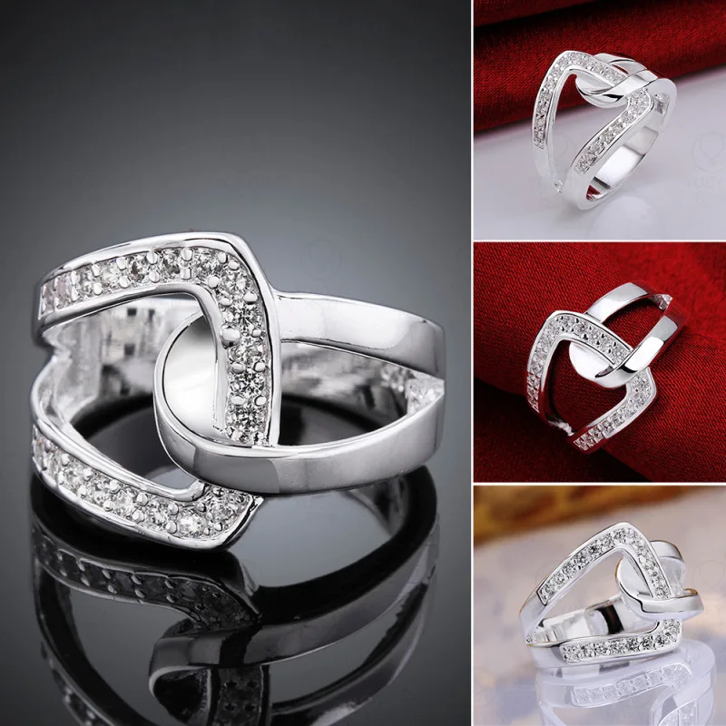 925 Sterling Silver 7-10# Fine Round AAA Zircon Ring Women Fashion Wedding Gift Charm Party Jewelry Accessories Wholesale