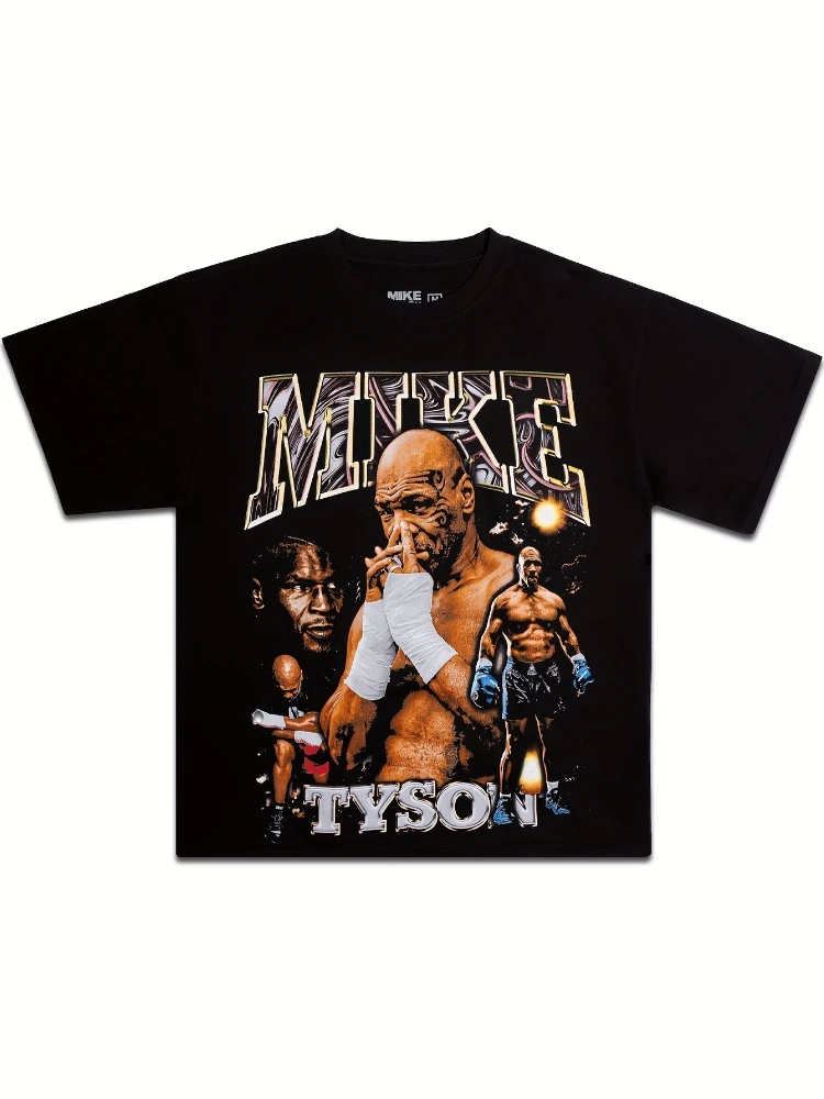 

Boxing professional design with mike tyson's name printed on it-Men's heavyweight boxing legend cotton short-sleeved T-shirt.