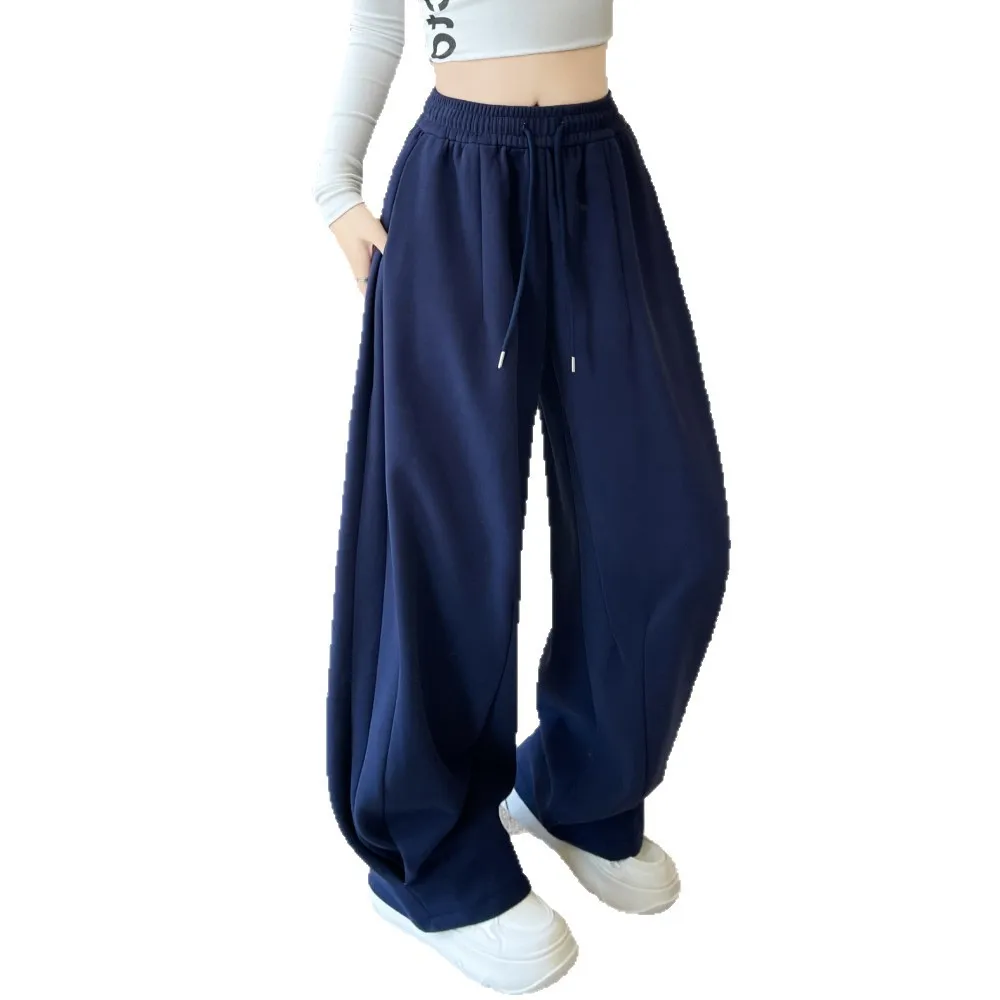 Women's Sports Sweatpants New Style for Autumn and Winter  High-waisted, Loose  Lazy Wide-leg Pants Slimming Casual Trousers
