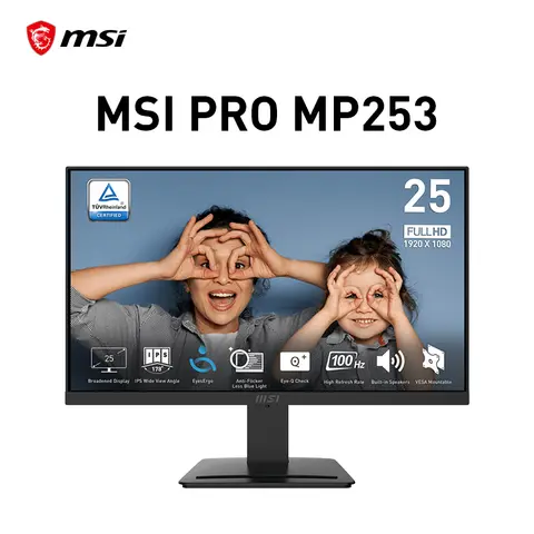 MSI 모니터 24.5인치 Ips 100HZ 저블루라이트 데스크탑 컴퓨터 디스플레이 화면 벽걸이형 MP253 Best5