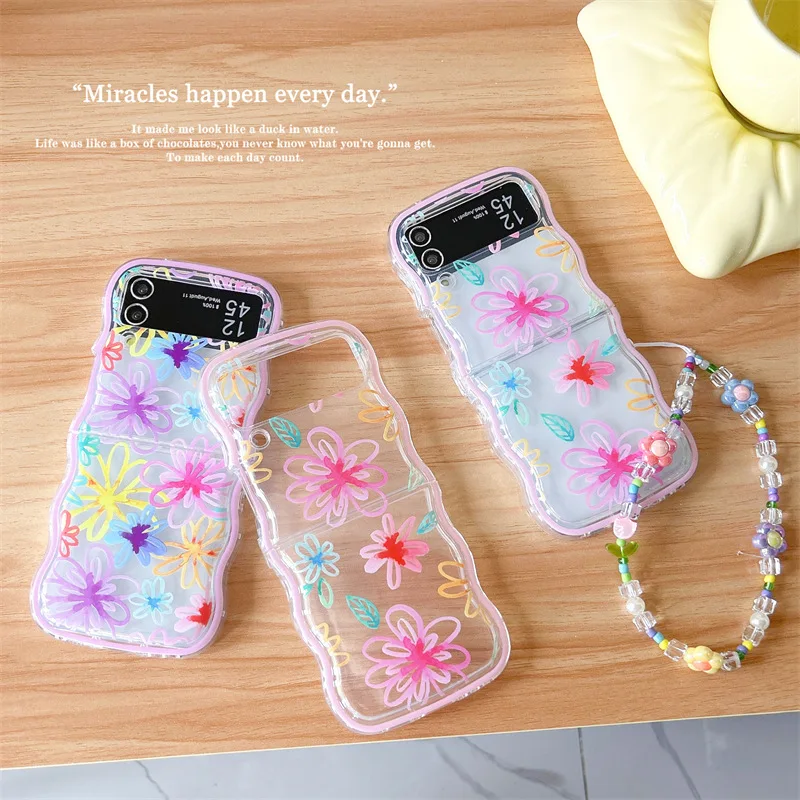 

Colorful Flowers Phone Case for Samsung Galaxy Z Flip 7 6 5 4 Protective Back Cover for ZFlip5 ZFlip6 ZFlip7 Case Shell