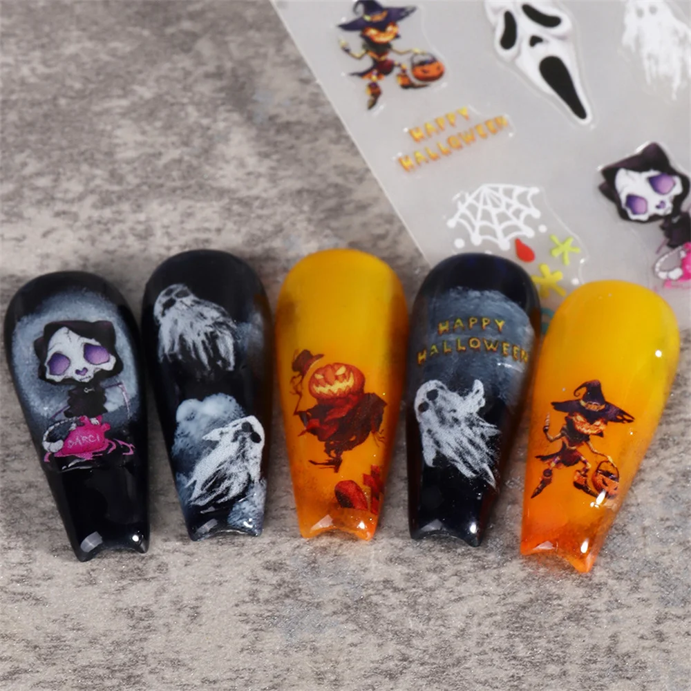 Adesivos de unhas foscas para unhas, Spider Web Stickers, design de abóbora, fácil de aplicar, elegante e duradouro, suprimentos exclusivos para unhas, tendência criativa