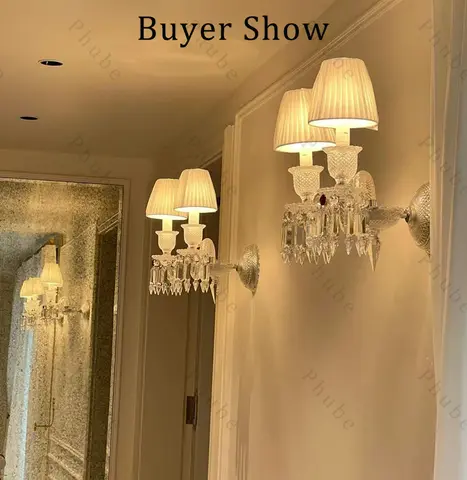 Lampada da parete in cristallo grande e grande per lobby dell'hotel di lusso per club, sala, villa, soggiorno, ufficio, applique da parete per interni