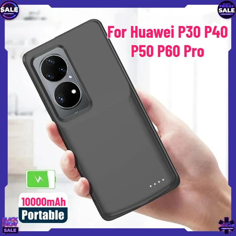 10000mAh Power Case for Huawei P30 P40 P50 P60 Pro Battery Charger Cases Shockproof Power Bank Large Capacity Portable Battery