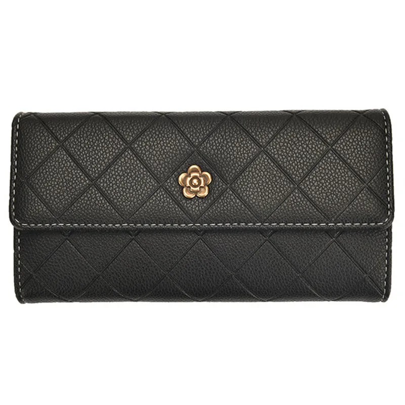 

Flower-decorated Women's Wallet Tri-fold Large Capacity Mid-length in Simplistic Design Purses for Women