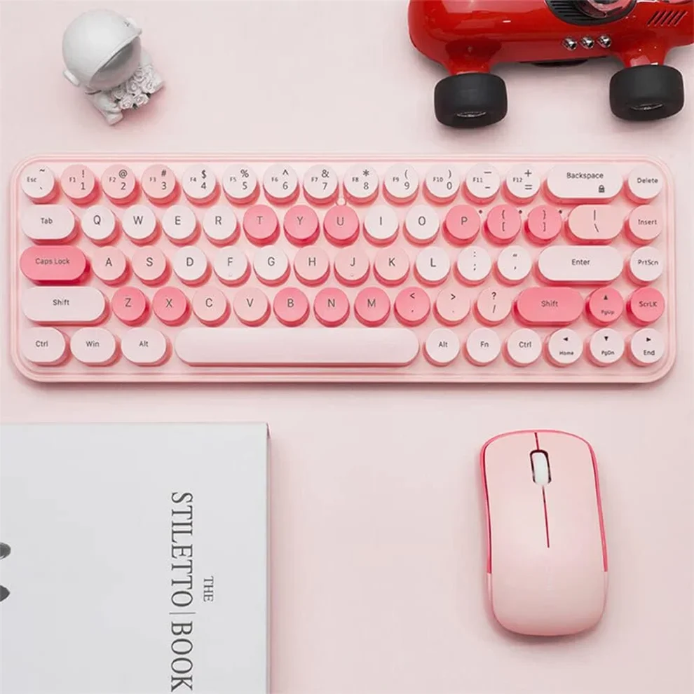 Colorful Wireless Keyboard and Mouse Ergonomic Small Size Typewriter Keyboard & Mouse Combo for Windows 7/8/10 Laptop Desktop