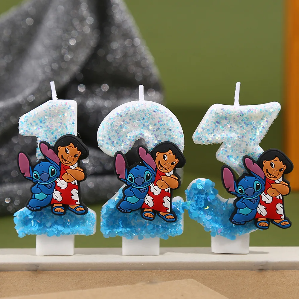 Stitch Cartoon Birthday Candle Creative Sequin Cake Anniversary Celebration Atmosphere Wax