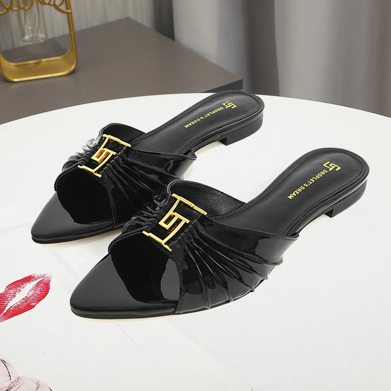 2025 Tendecy Slippers For Women Luxury Designer Slippers Slides Elegant Ladies Casual Party Sandals Quality Shoes Larger Size 44