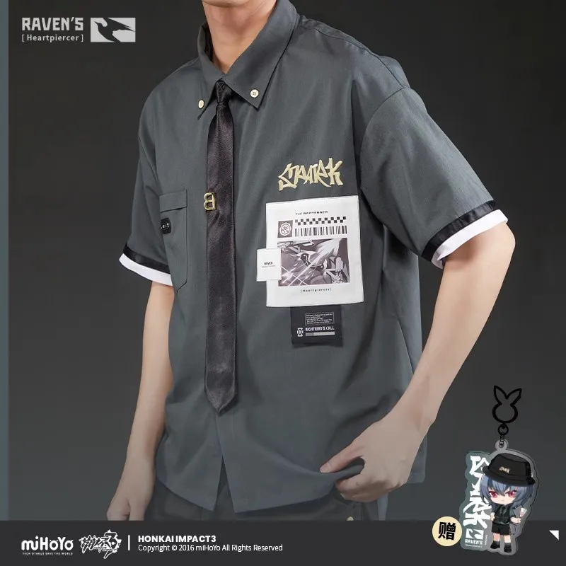 

Official Genuine Honkai Impact 3rd Raven Microbrew Time Theme Short Sleeve Shirt miHoYo Anime Peripheral Gift