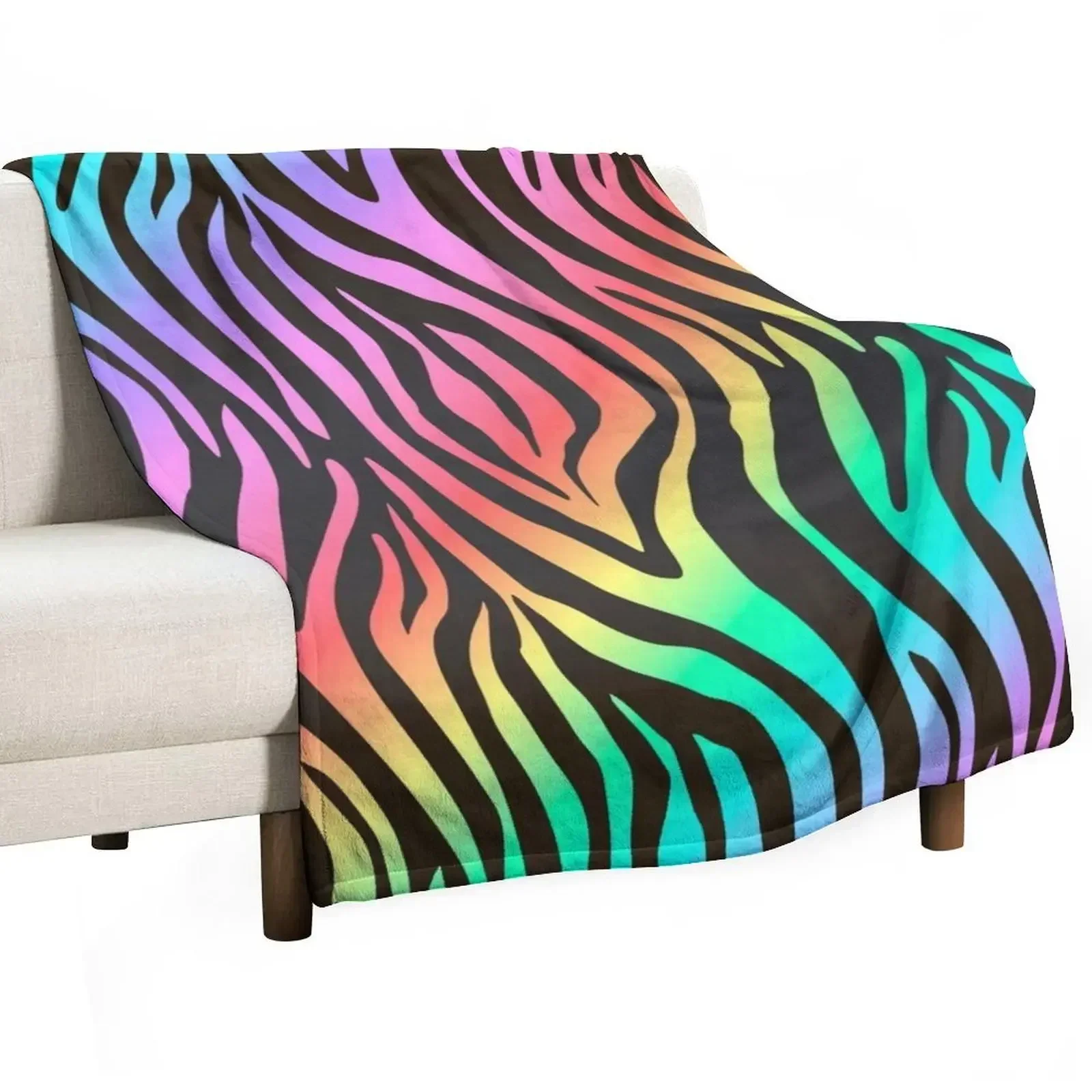 

Rainbow Zebra Stripes Throw Blanket For Baby Plaid on the sofa Shaggy Sofa Throw Blankets