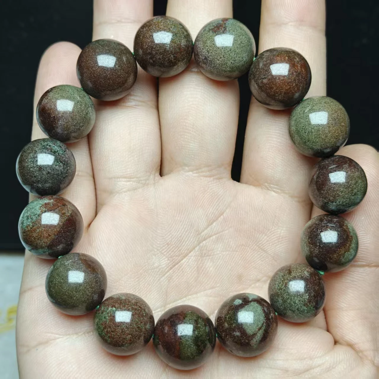 Xingyu Natürliche, voller Mineralien, rote und grüne Phantom-Quarzkristallperlen, glatte, runde, lose Perlen für Schmuck, DIY-Armbänder – Detail 2