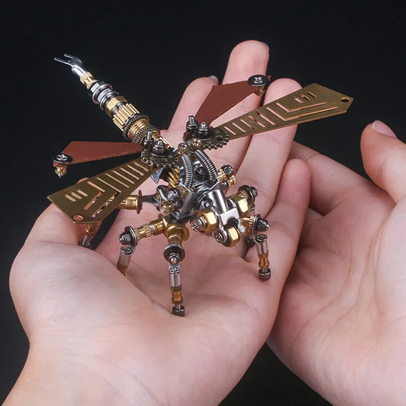 3D Metal Dragonfly Model DIY Mechanical Mantis Insect Assembly Kit Animals Puzzles Toys for Children Kids Gifts