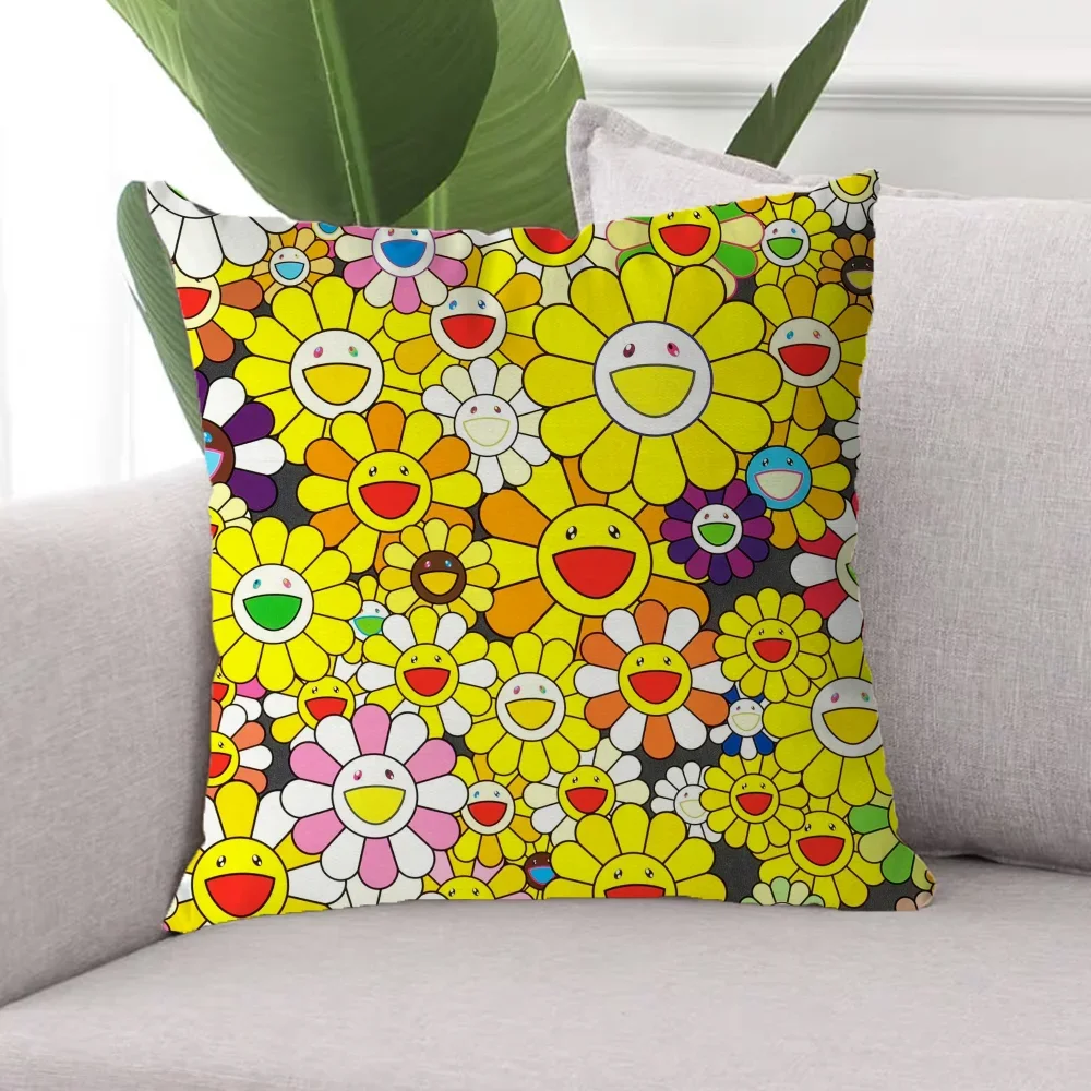 T-Takashi M-Murakami Pillow Cases 45x45 Cushions Cover for Pillow Cushion Cover 50x50 Aesthetic Room Decoration Bed Pillowcases