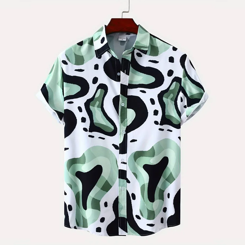 Men's Textured Spot Shirt Standing Collar Short Sleeve Casual Gentleman Men's Harajuku Street 2024 Summer Casual Shirt S-5Xl