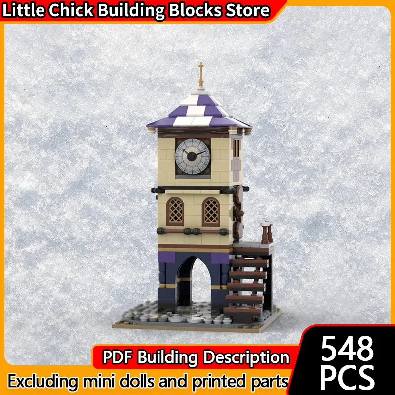 

City Street View Model MOC Building Bricks Retro City Clock Tower Modular Technology Children Holiday Gifts Assemble Toys Suit