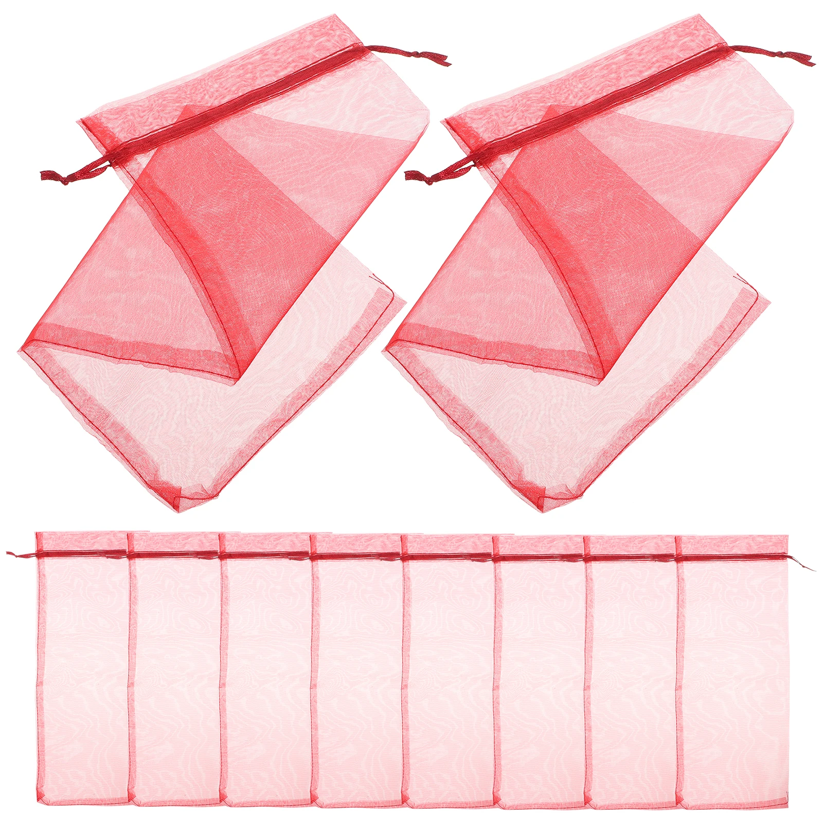 

10pcs Packaging Bags Sheer Organza 37x15cm Red Satin Drawstring Bottle Cover Gift Wrap Wedding Party Favor