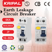 KRIPAL 2P Residual Current Circuit Breaker MCB 30mA Overload Short Current Leakage Protection Protect RCBO RCCB RCD 16A 32A 63A