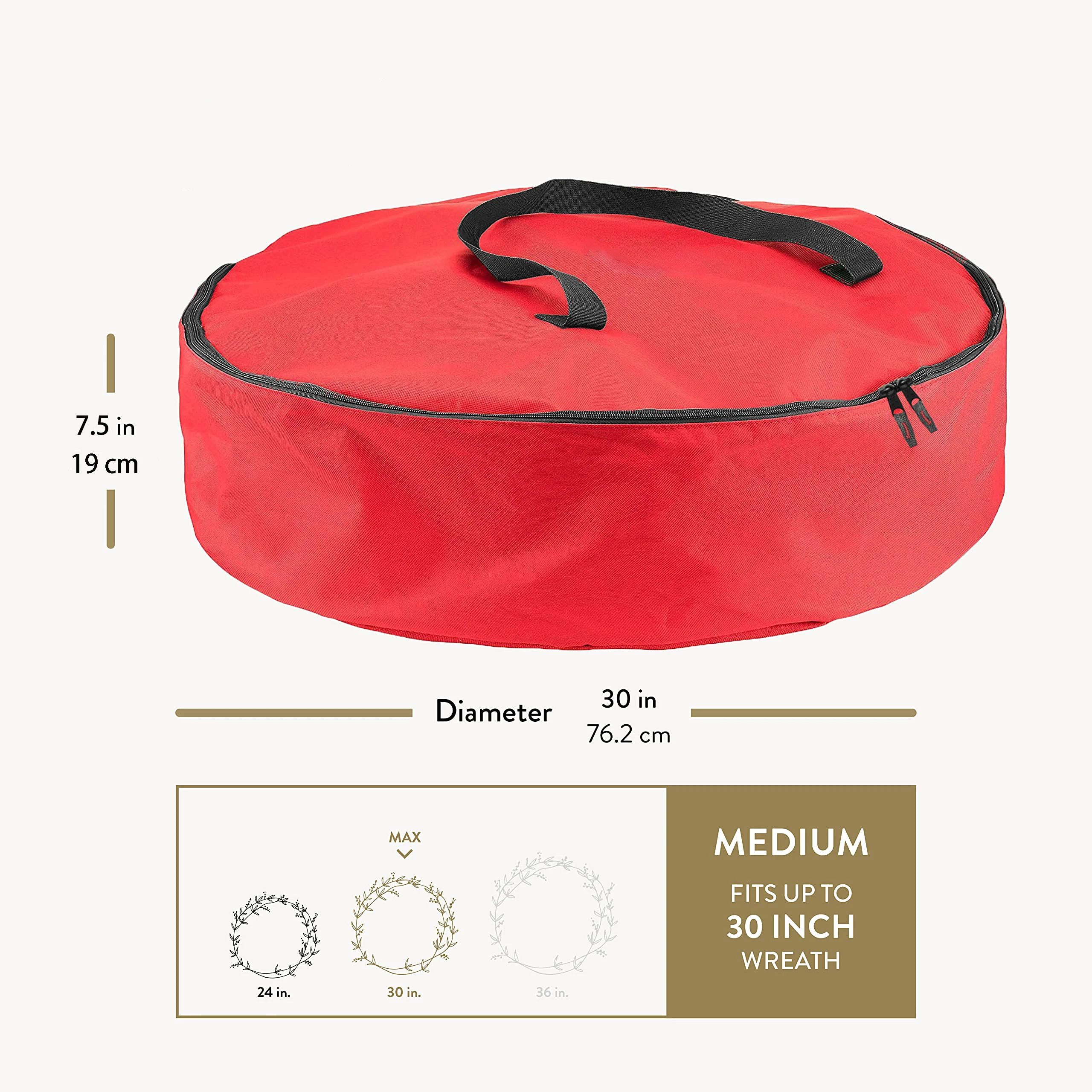 Christmas Wreath Storage Container, Waterproof Wreath Box Dual Zippers, Durable Handles, Holiday and Seasonal Wreath Storage Box