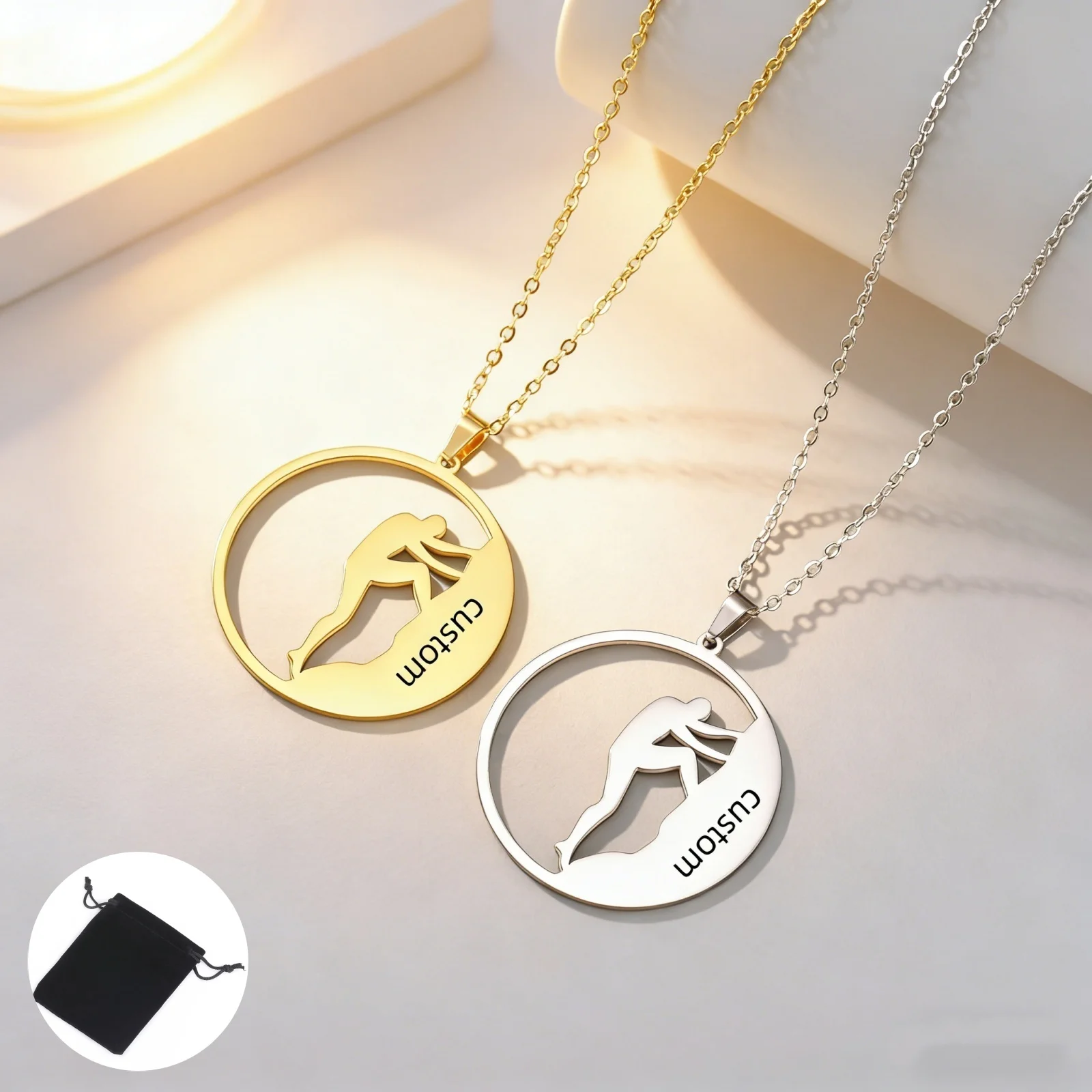 Customized Name Date Climbing Necklace Stainless Steel Personalized Adventure Hiking Necklace Travel Commemorative Jewelry Gift