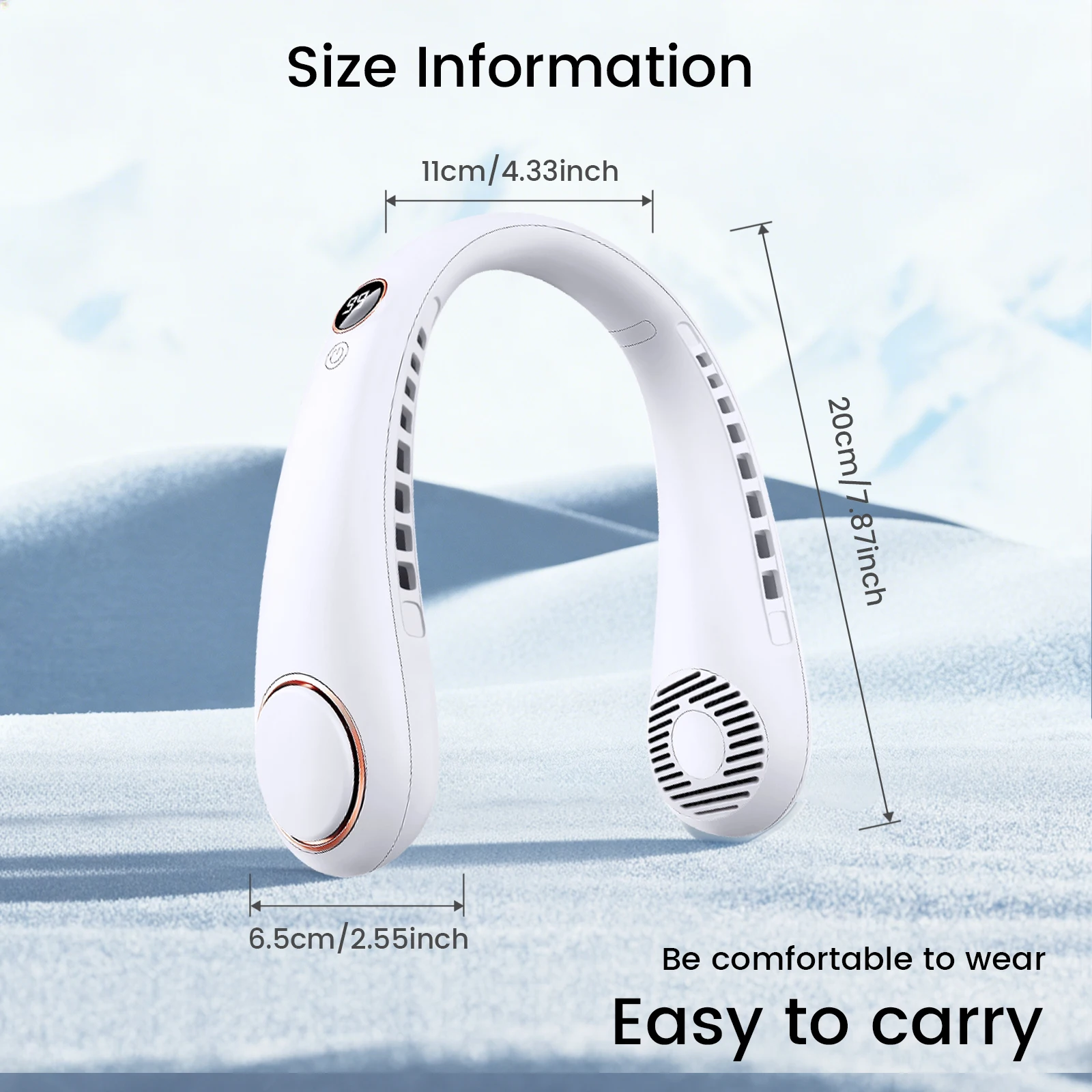 Neck Hanging Fan, Bladeless Neck Fan, 1500mAh Battery Capacity Upgraded Version, Long-Lasting Battery Life, 5 Adjustable Speeds, LED Display, Suitable For Students, Office, Outdoor Travel, Perfect Gift, Essential For Holidays