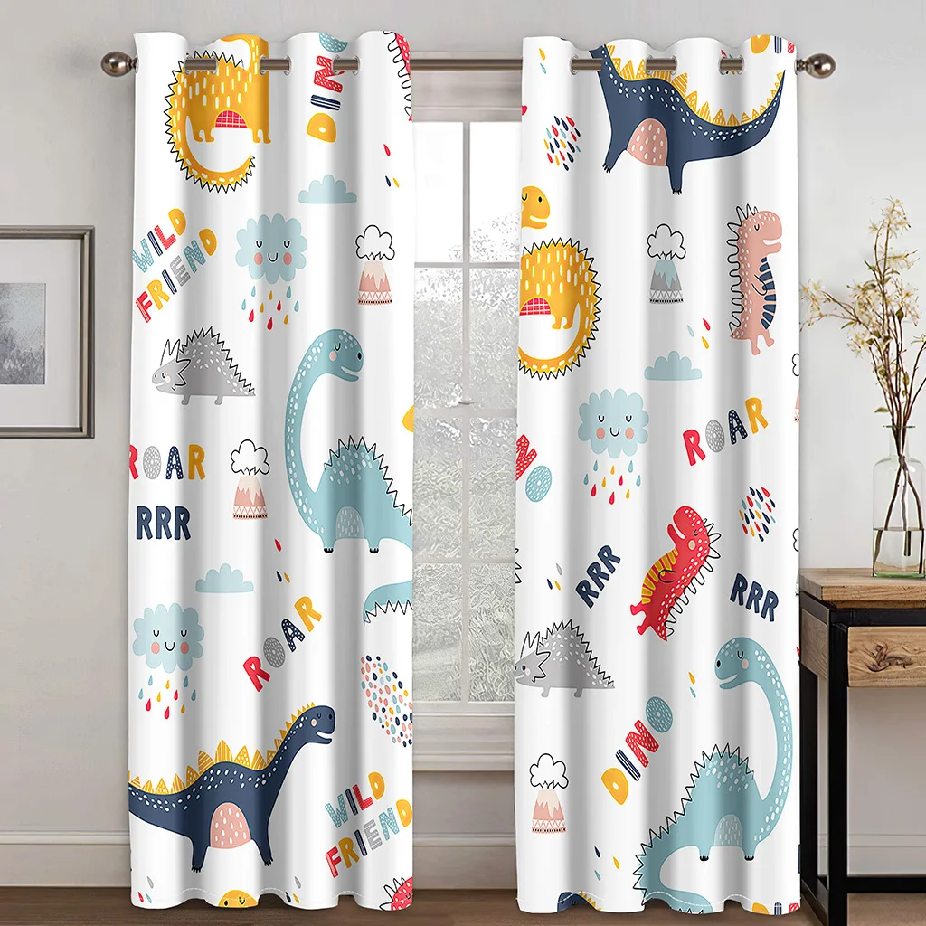 

Cartoon Dinosaur Curtains for Children's Bedroom, Window Drapes, Living Room, Blinds, Kids Room, Home Decor