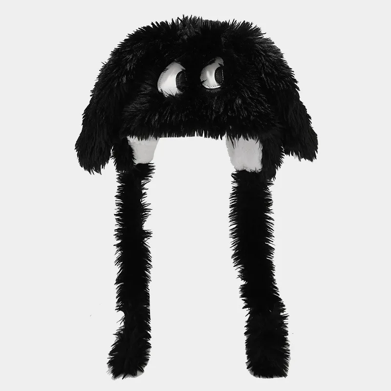 

Japanese Style Long Eared Braids Plush Hat Cartoon Cute Big Eye Warm Lei Feng Cap Fashion Women Winter Thicken Earmuff Hat