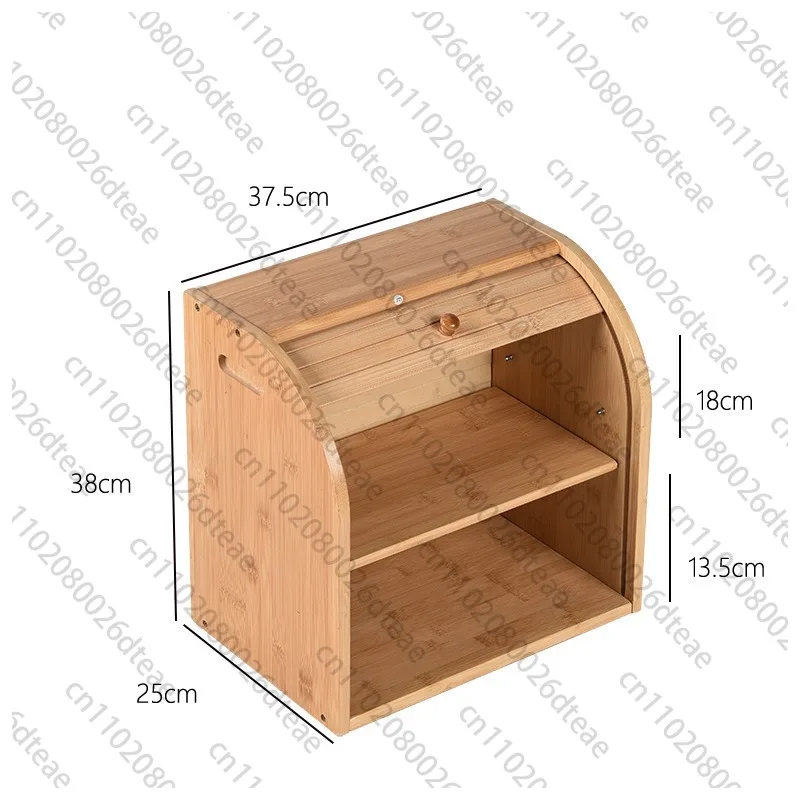 Natural Bamboo Bread Box Roll Top Countertop Food Storage Organizer For Bread Snacks Pastry Dry Food Kitchen Pantry Cabinet