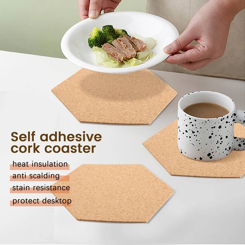 Self-Adhesive Cork Coasters, Cork Mats Cork Backing Sheets For Coasters And DIY Crafts Supplies